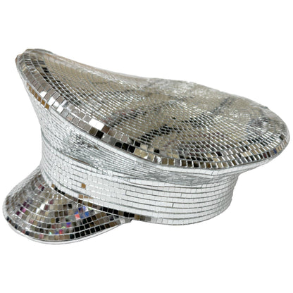 CAPTAIN HAT SEQUIN FABRIC , ADJUSTABLE strap/ Metallic Gray & Silver Color Fabhats.usa | Accessories | Captain Hat Sequin Fabric  main image 3
