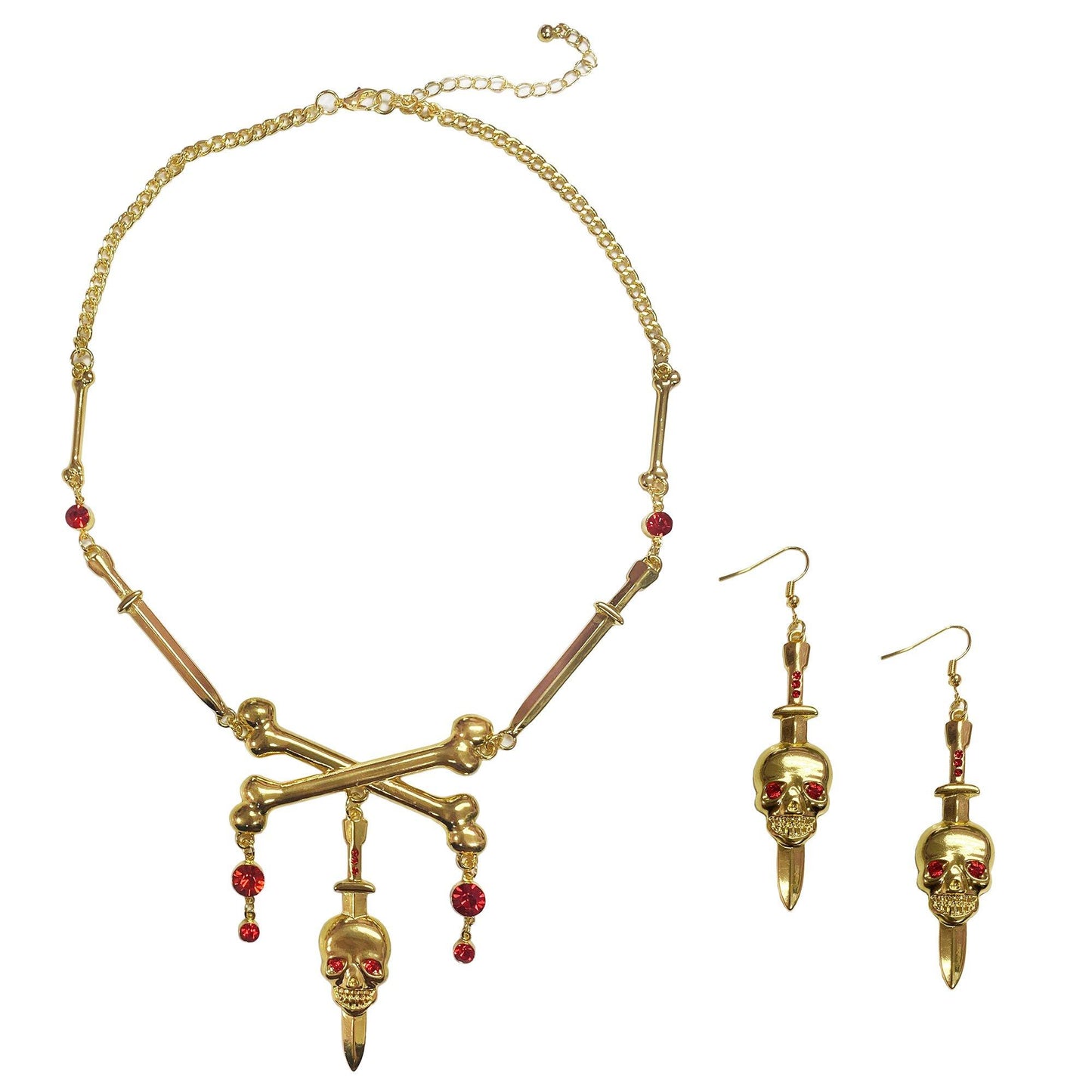 master-Gold Skull Pirate Jewelry Set, 3pc-978680