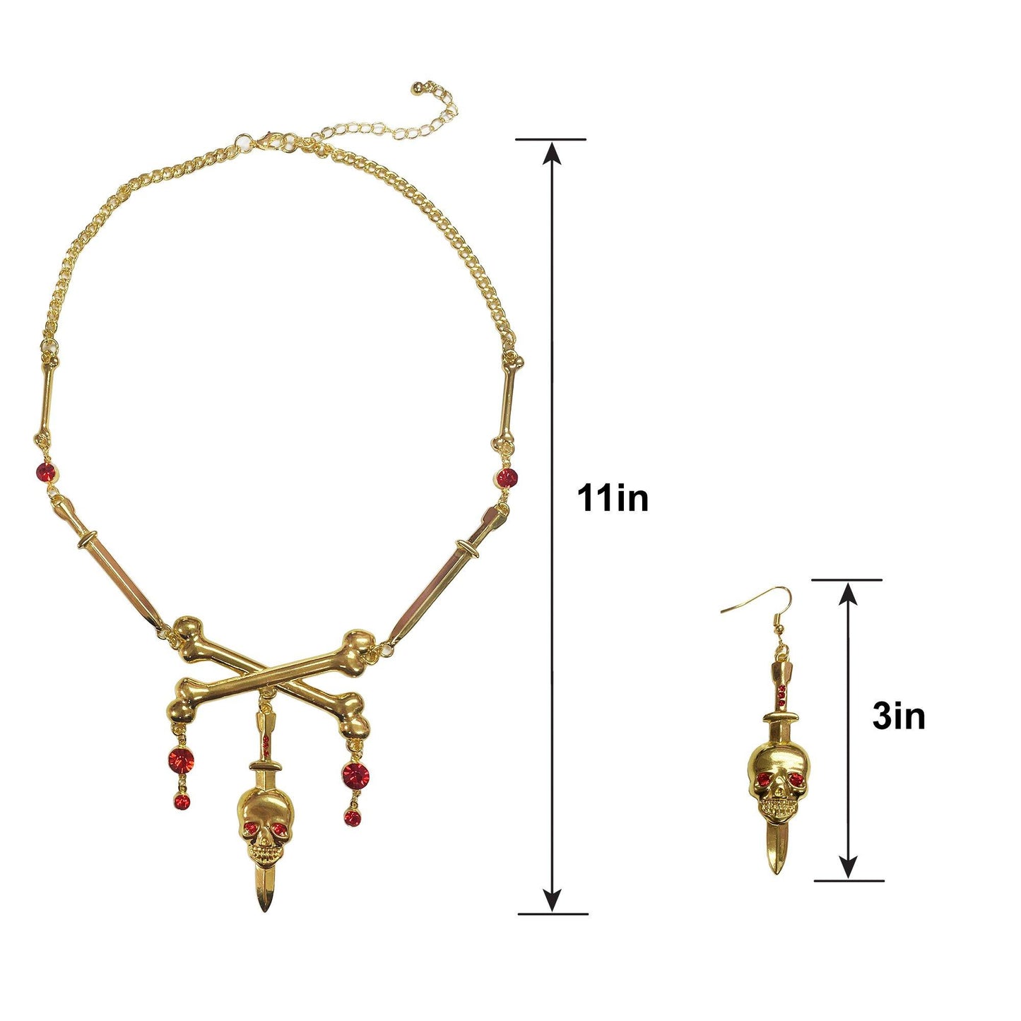 master-Gold Skull Pirate Jewelry Set, 3pc-978680