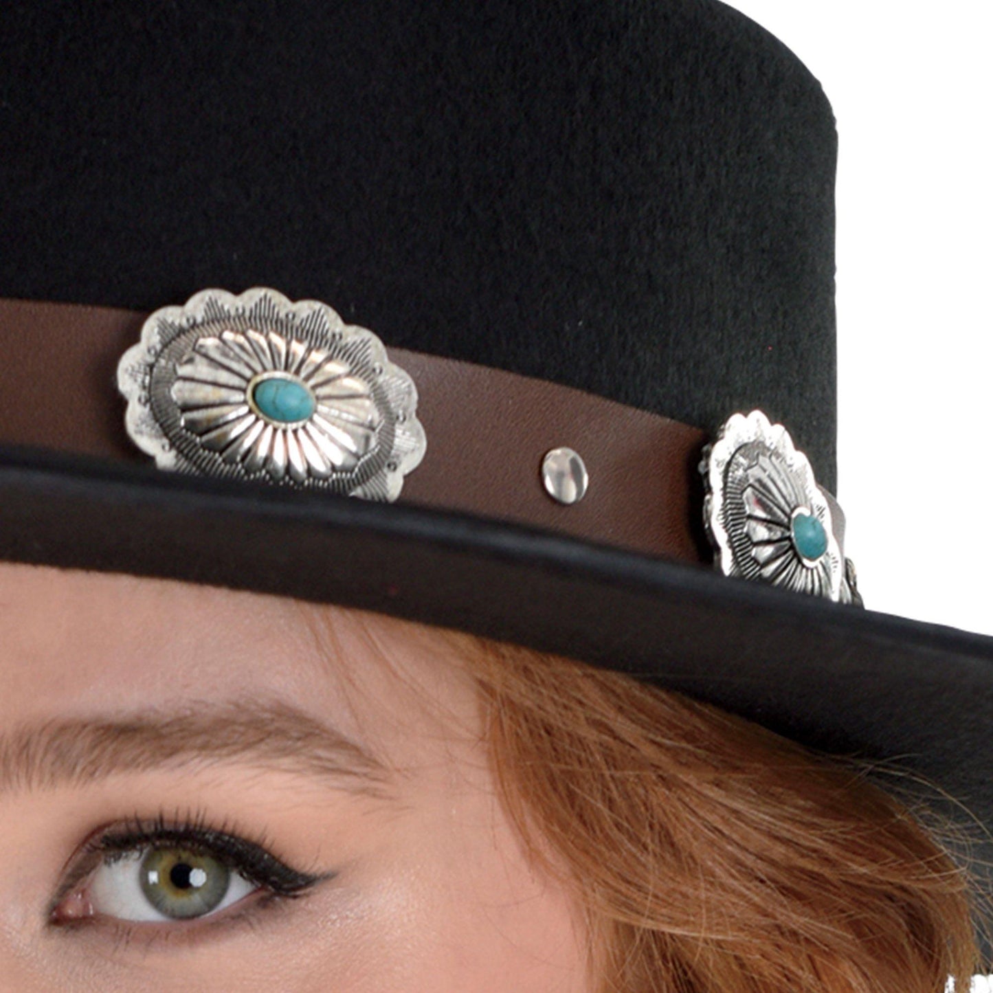 master-Black Modern Western Cowgirl Hat with Medallion Hatband-979362