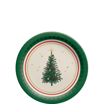 Elegant Evergreen Paper Dessert Plates, 7in, 20ct