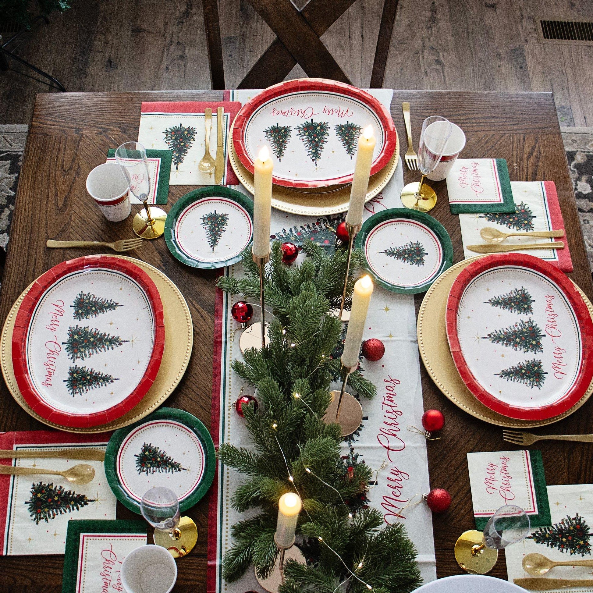 Elegant Evergreen Paper Dessert Plates, 7in, 20ct