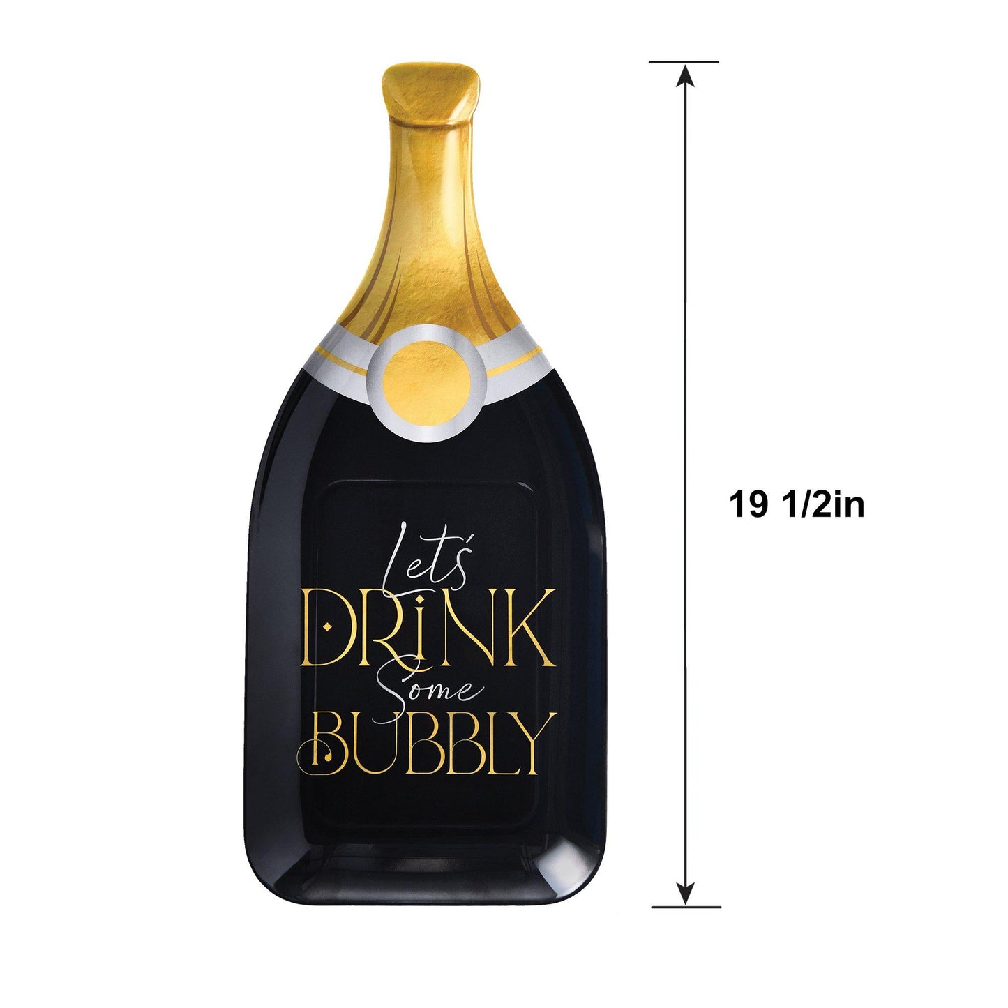master-Let’s Drink Some Bubbly Champagne Bottle-Shaped Melamine Tray, 14.5in x 19.5in-982804