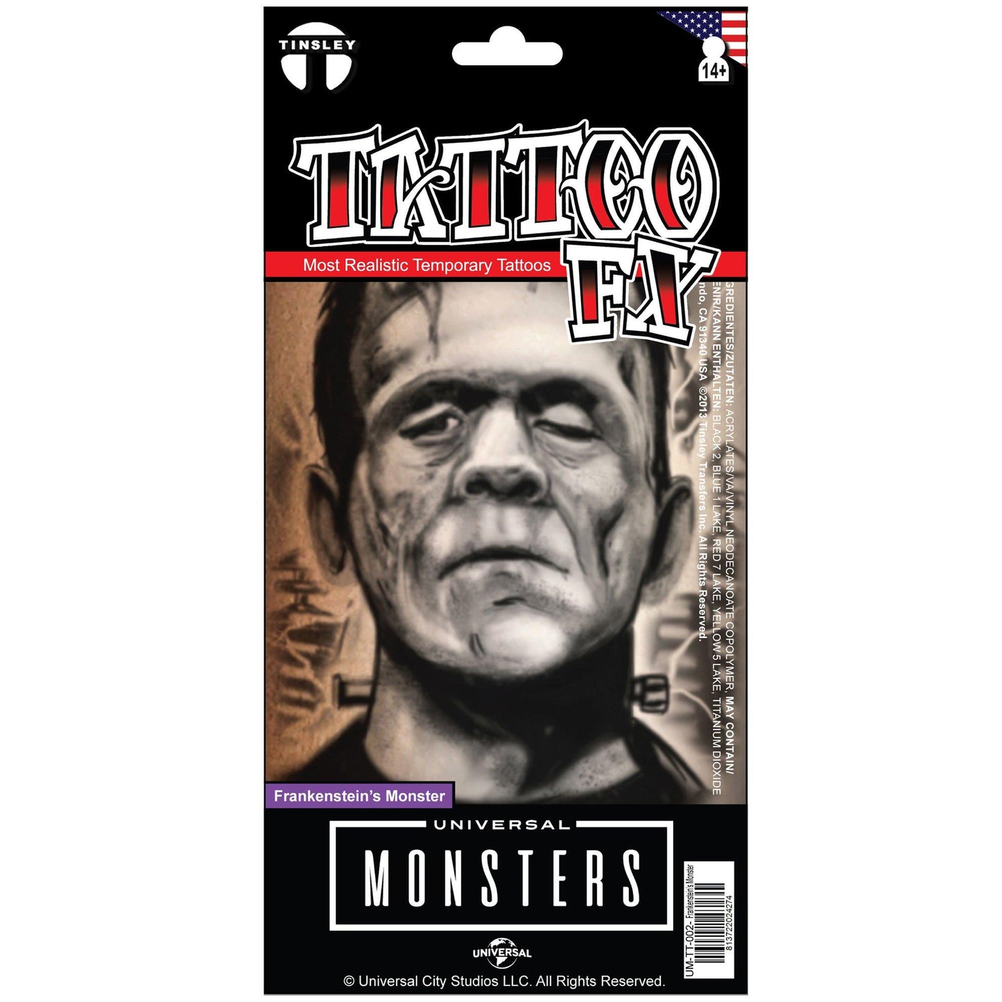 master-Frankenstein's Monster Temporary Tattoo - Universal Monsters-983218