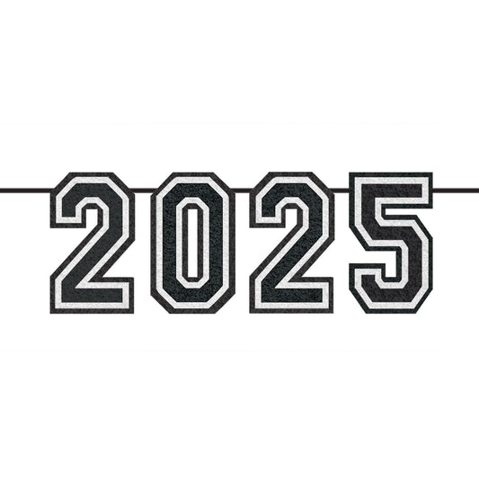 Oversized 12ft White & Black 2025 Graduation Felt Banner