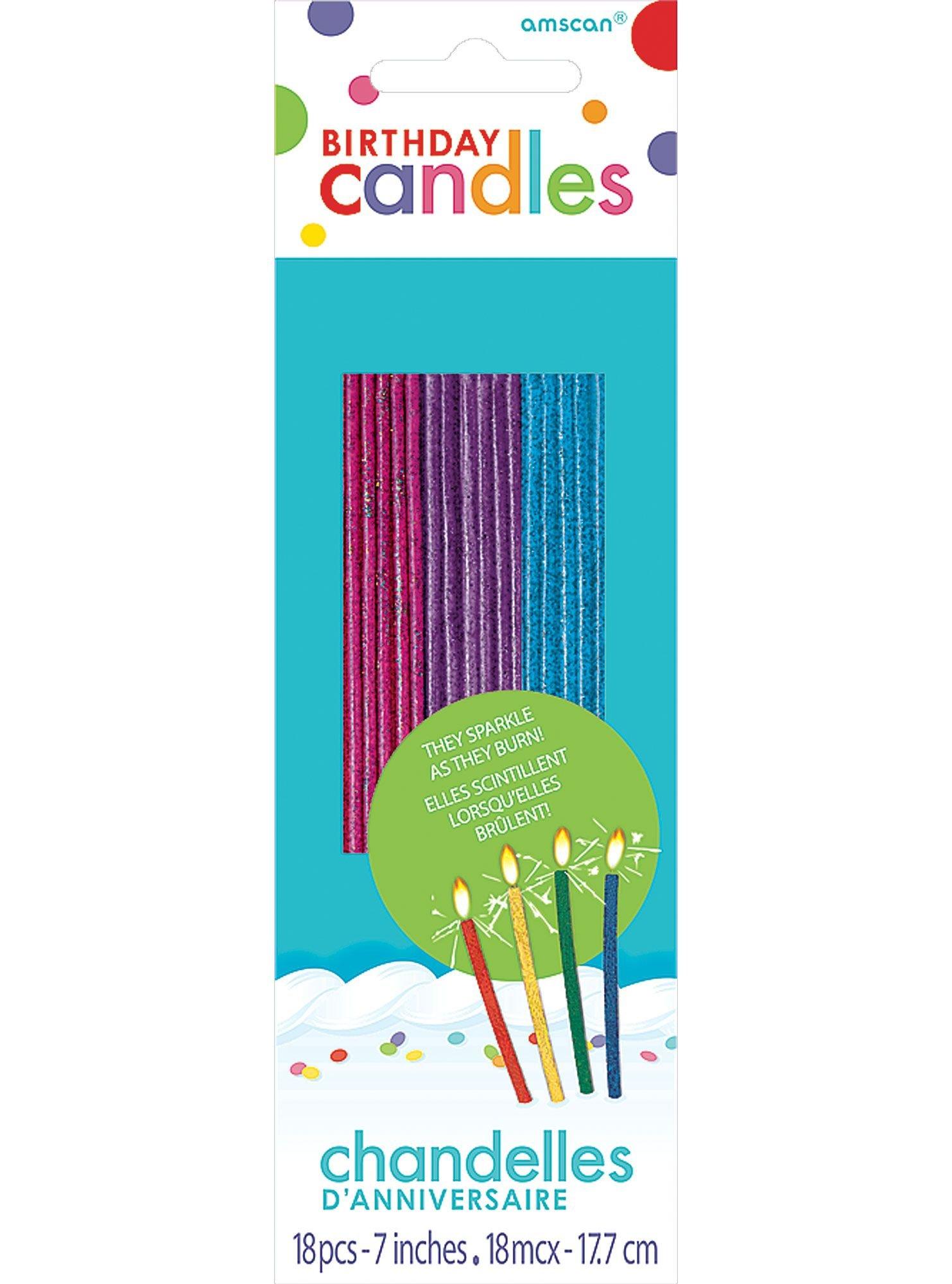 Tall Sparkler Birthday Candles, 18ct, Assorted Colors