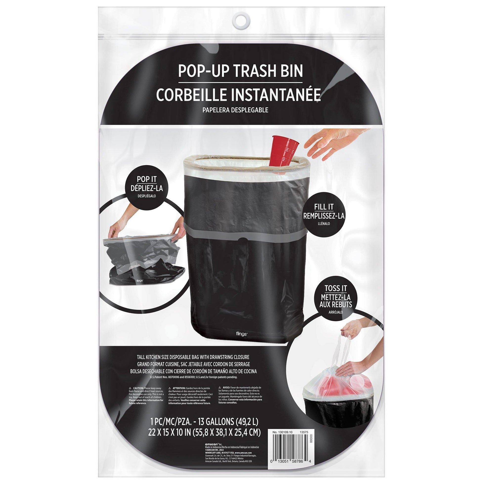 Pop-Up Trash Bin, Assorted Colors