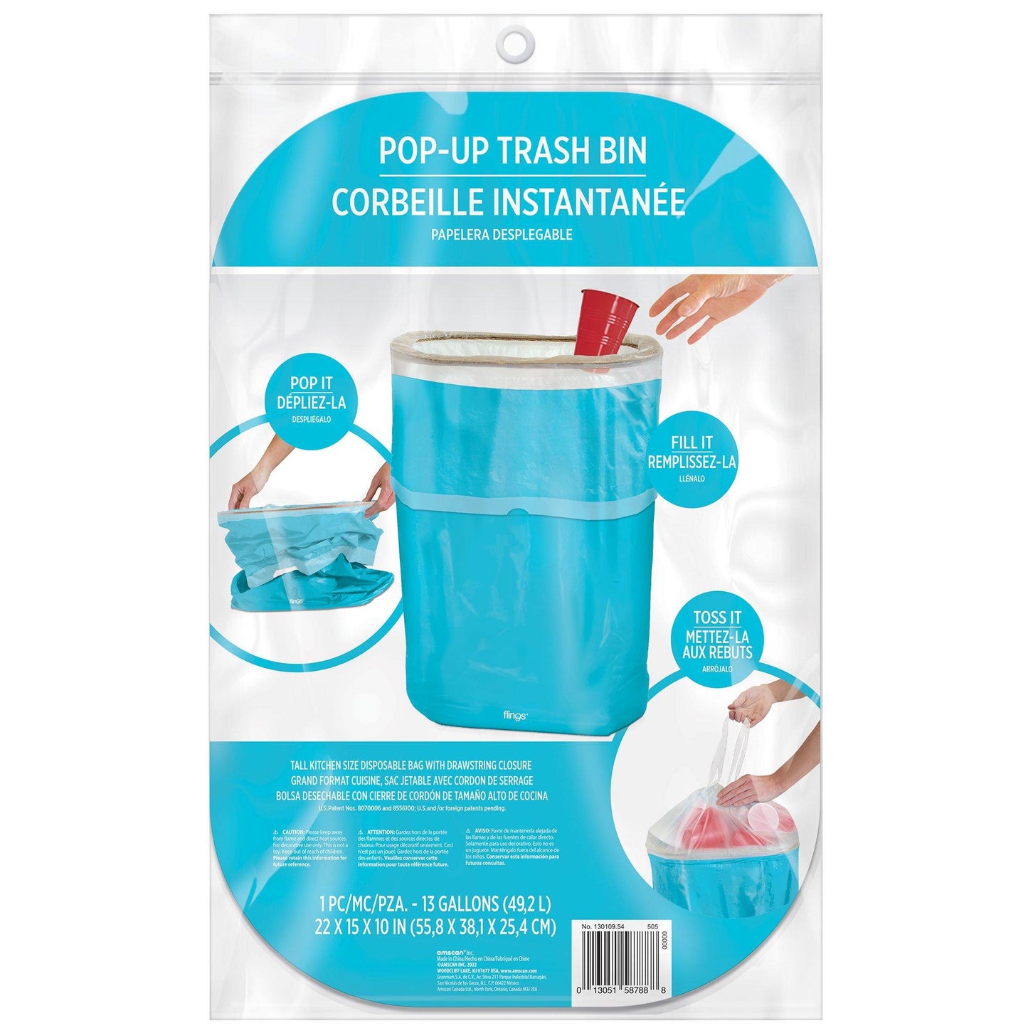 variant-Caribbean Blue Pop-Up Trash Bin-660694