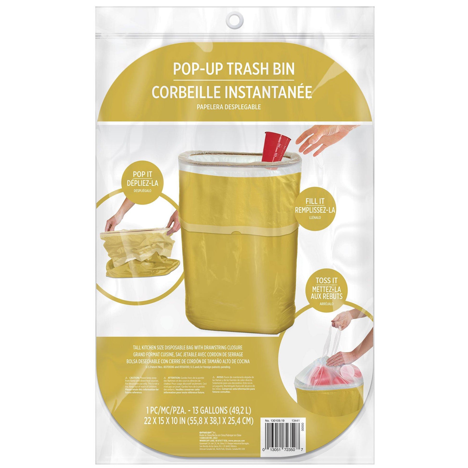 Pop-Up Trash Bin, Assorted Colors
