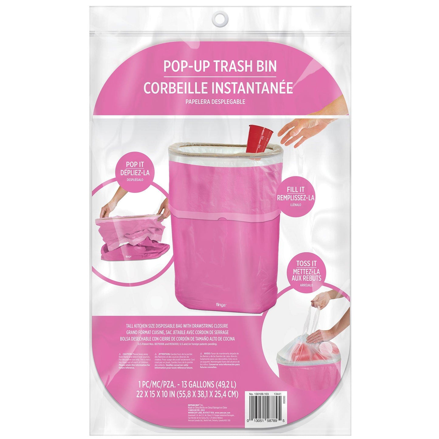 variant-Bright Pink Pop-Up Trash Bin-660692
