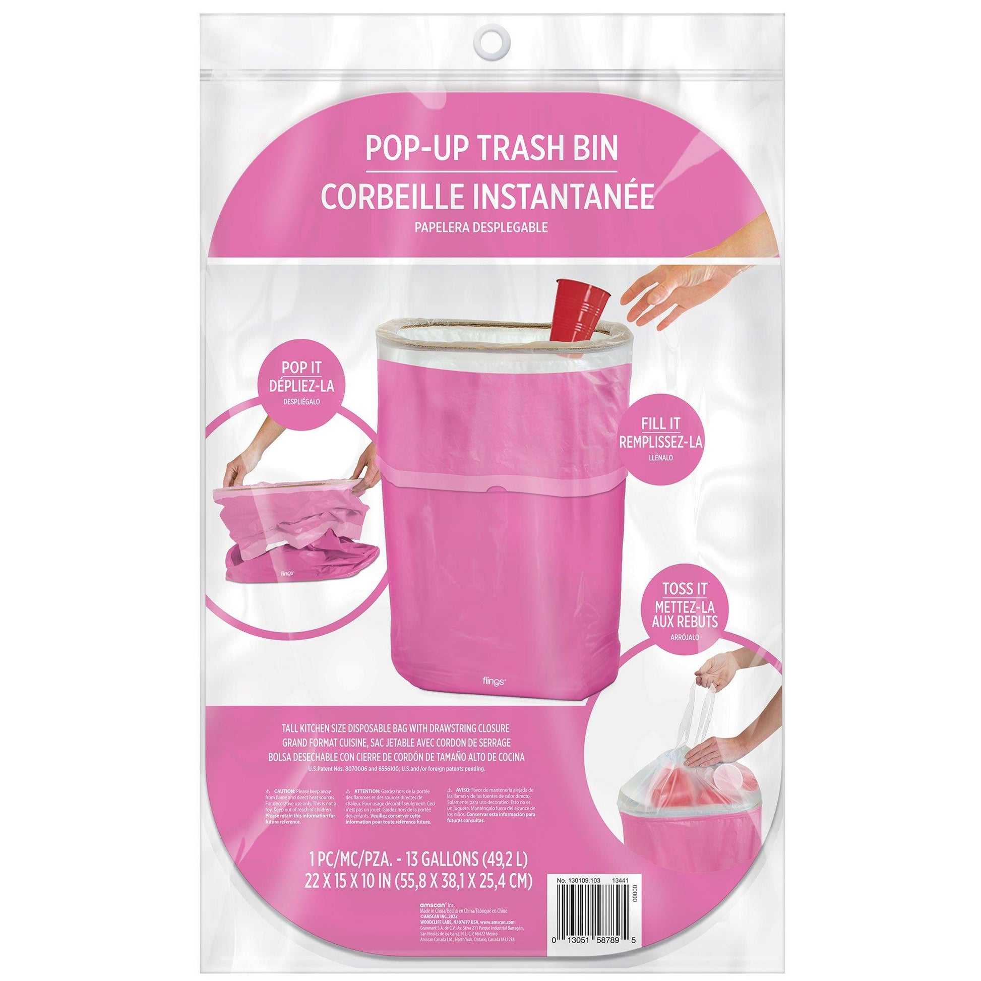 Pop-Up Trash Bin, Assorted Colors