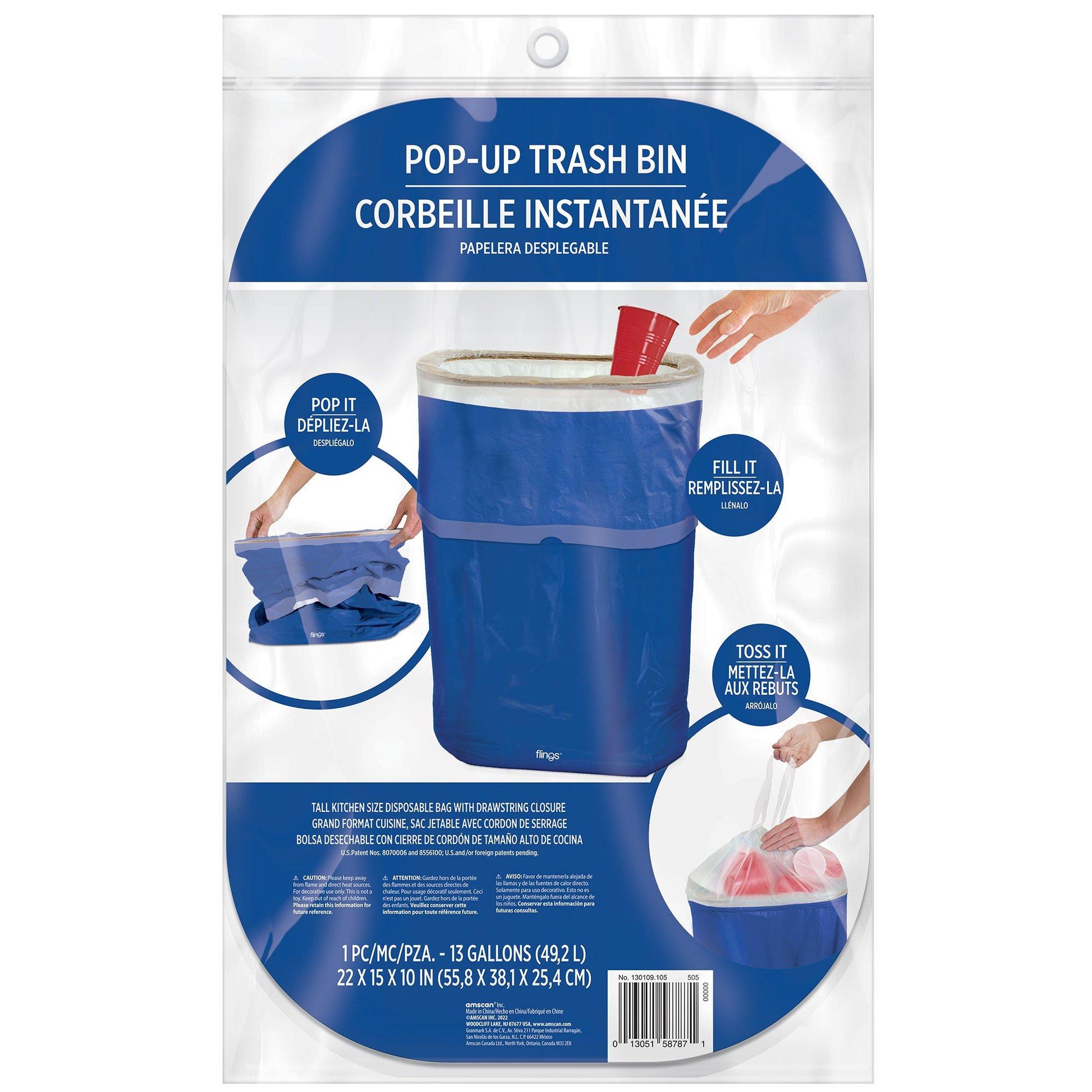 Pop-Up Trash Bin, Assorted Colors