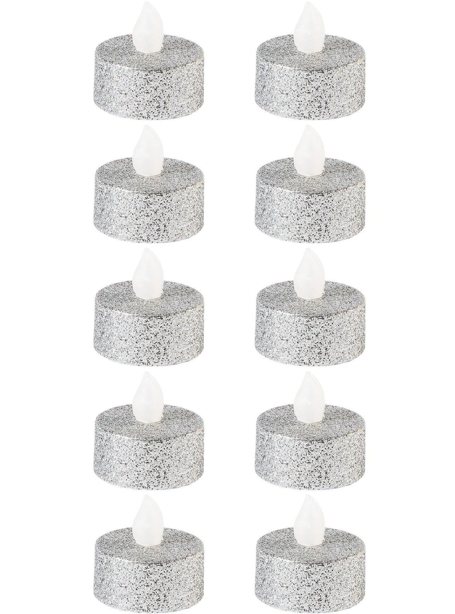 variant-Glitter Silver Tealight Flameless LED Candles 10ct-680981