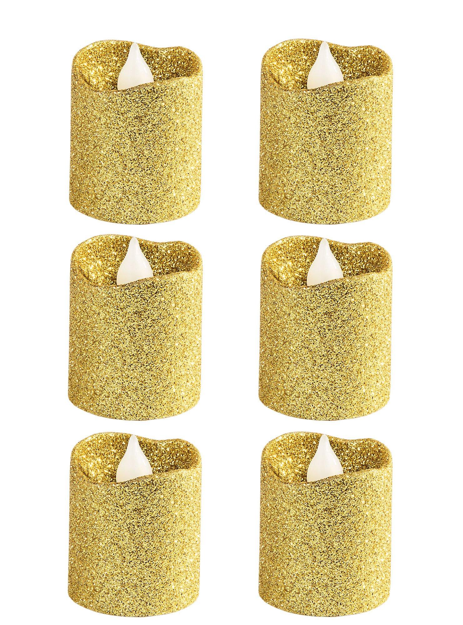 Glitter Votive Flameless LED Candles, 6ct, Assorted Colors