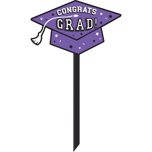 Congrats Grad Plastic Yard Stake, 20.5in, Assorted Colors