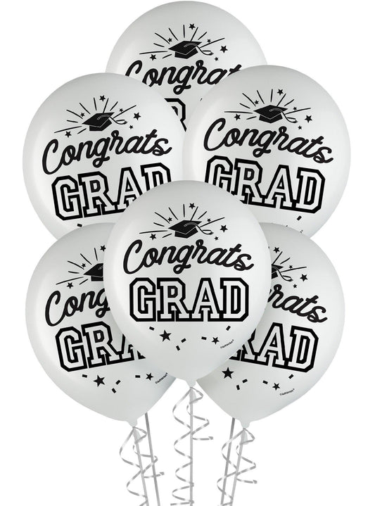 15ct, 12in, Congrats Grad Latex Balloons, Assorted Colors