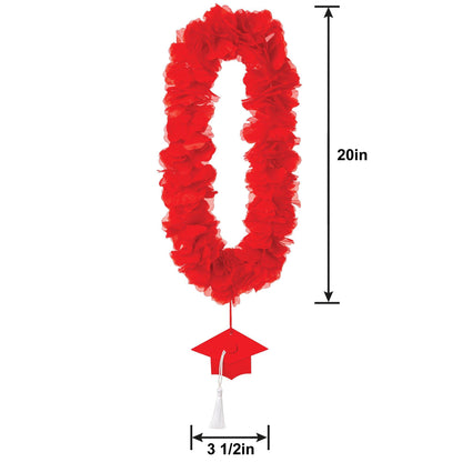 Fabric Lei with Graduation Cap Pendant, 20in, Assorted Colors