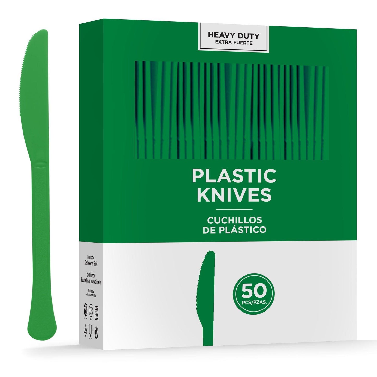 variant-Festive Green Heavy-Duty Plastic Knives, 50ct-919780