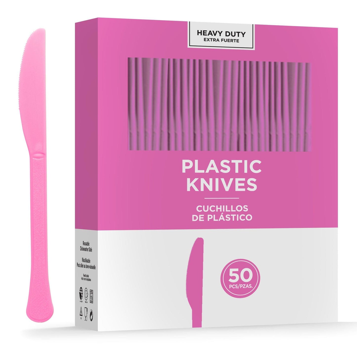 variant-Bright Pink Heavy-Duty Plastic Knives, 50ct-919786