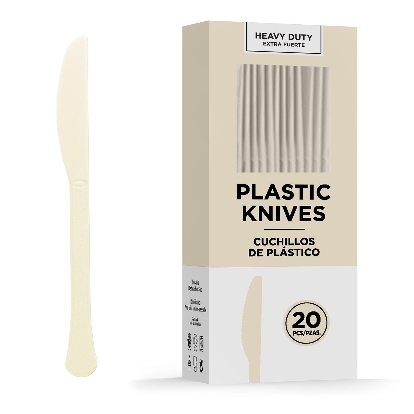 variant-Vanilla Cream Heavy-Duty Plastic Knives, 20ct-919743