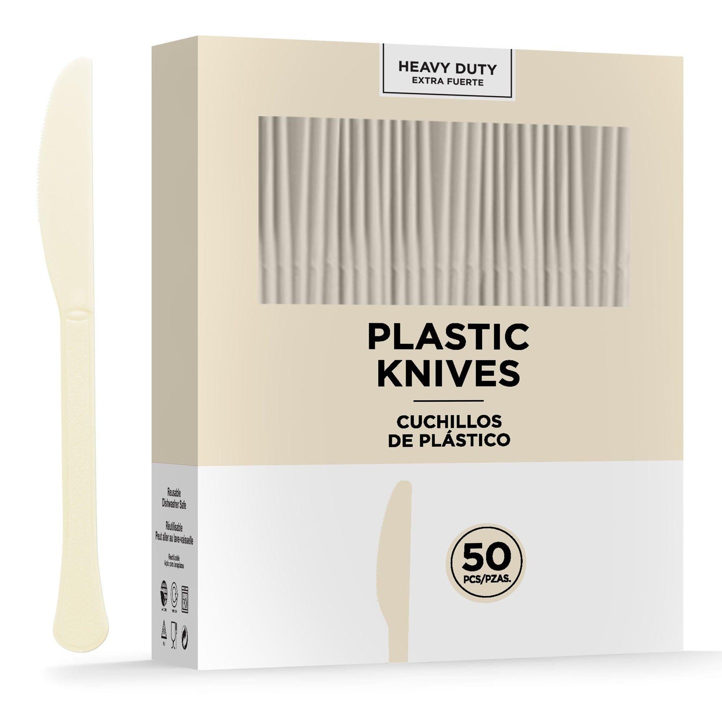 variant-Vanilla Cream Heavy-Duty Plastic Knives, 50ct-919796