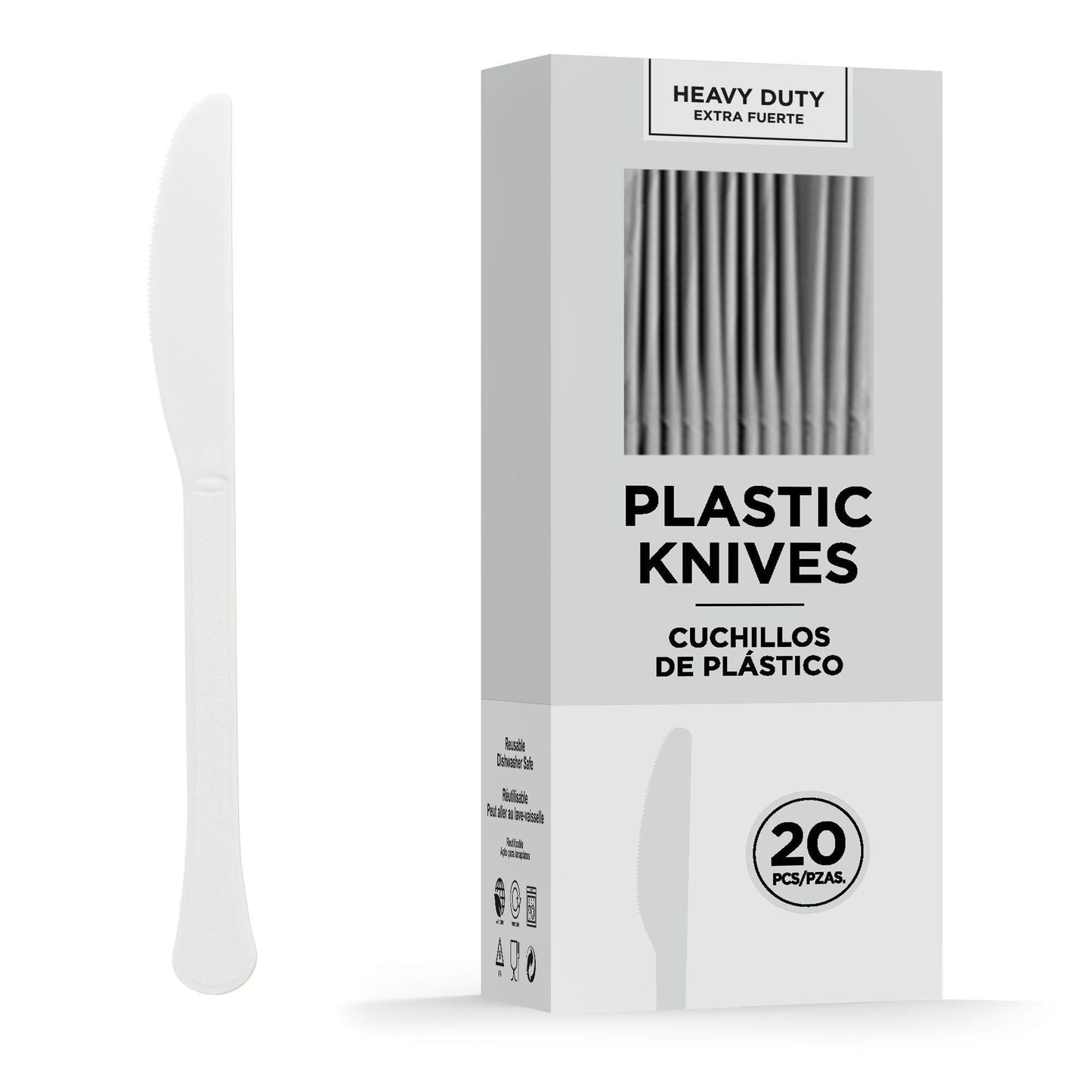 variant-White Heavy-Duty Plastic Knives, 20ct-919729