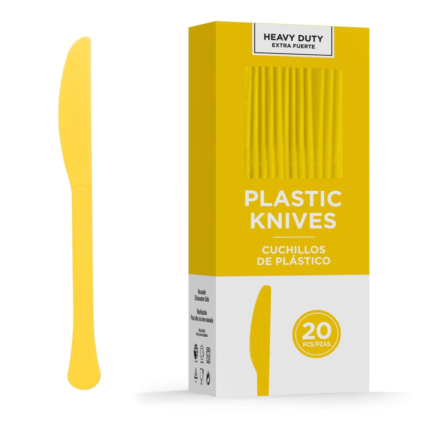 variant-Sunshine Yellow Heavy-Duty Plastic Knives, 20ct-919730