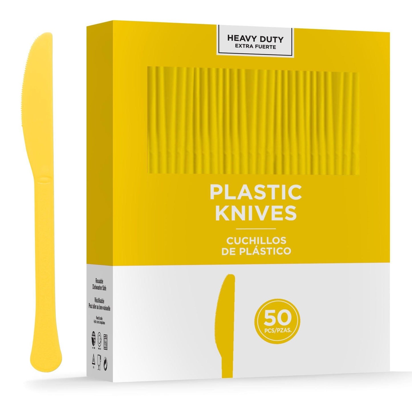 variant-Sunshine Yellow Heavy-Duty Plastic Knives, 50ct-919784