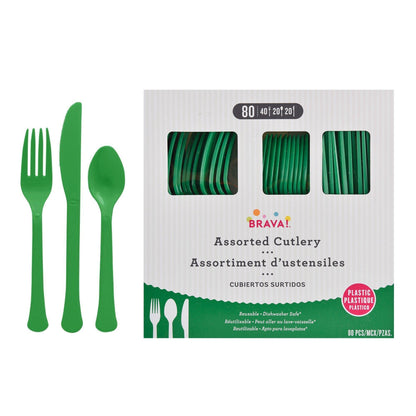 Plastic Cutlery Set, Assorted Colors, Multiple Guest Counts