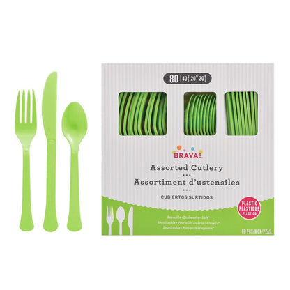 Plastic Cutlery Set, Assorted Colors, Multiple Guest Counts