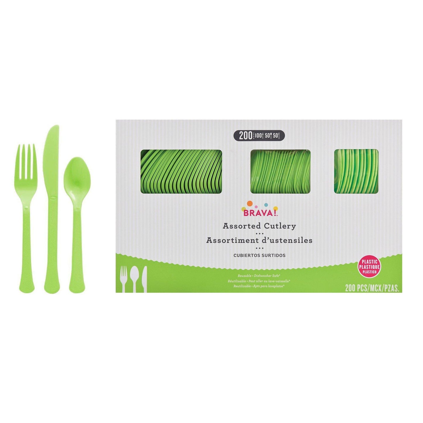 variant-Kiwi Green Plastic Cutlery Set for 50 Guests, 200ct-972187