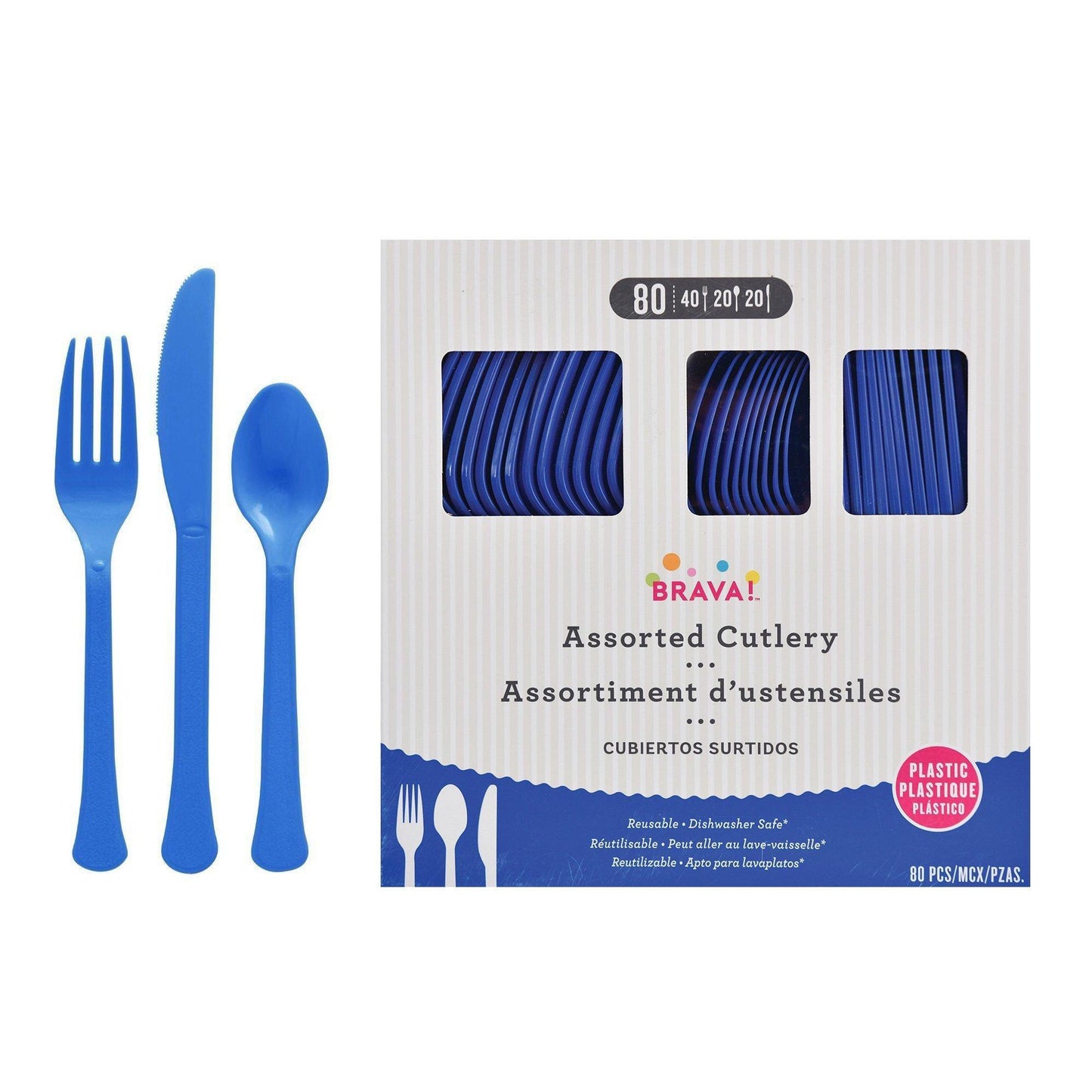 variant-Royal Blue Plastic Cutlery Set for 20 Guests, 80ct-972162