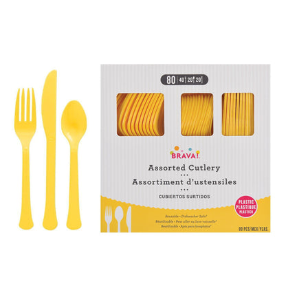 Plastic Cutlery Set, Assorted Colors, Multiple Guest Counts
