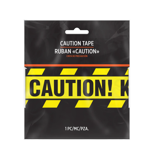 Packaging of caution tape with 'Caution!' text on a white background