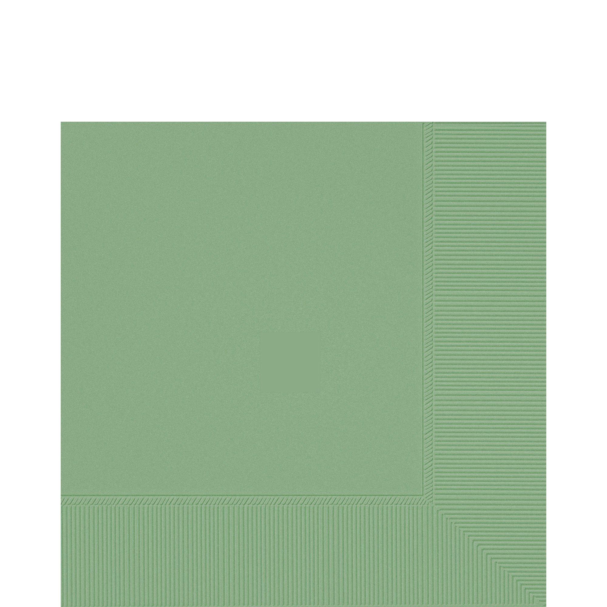 Green paper napkin with a textured border on a white background