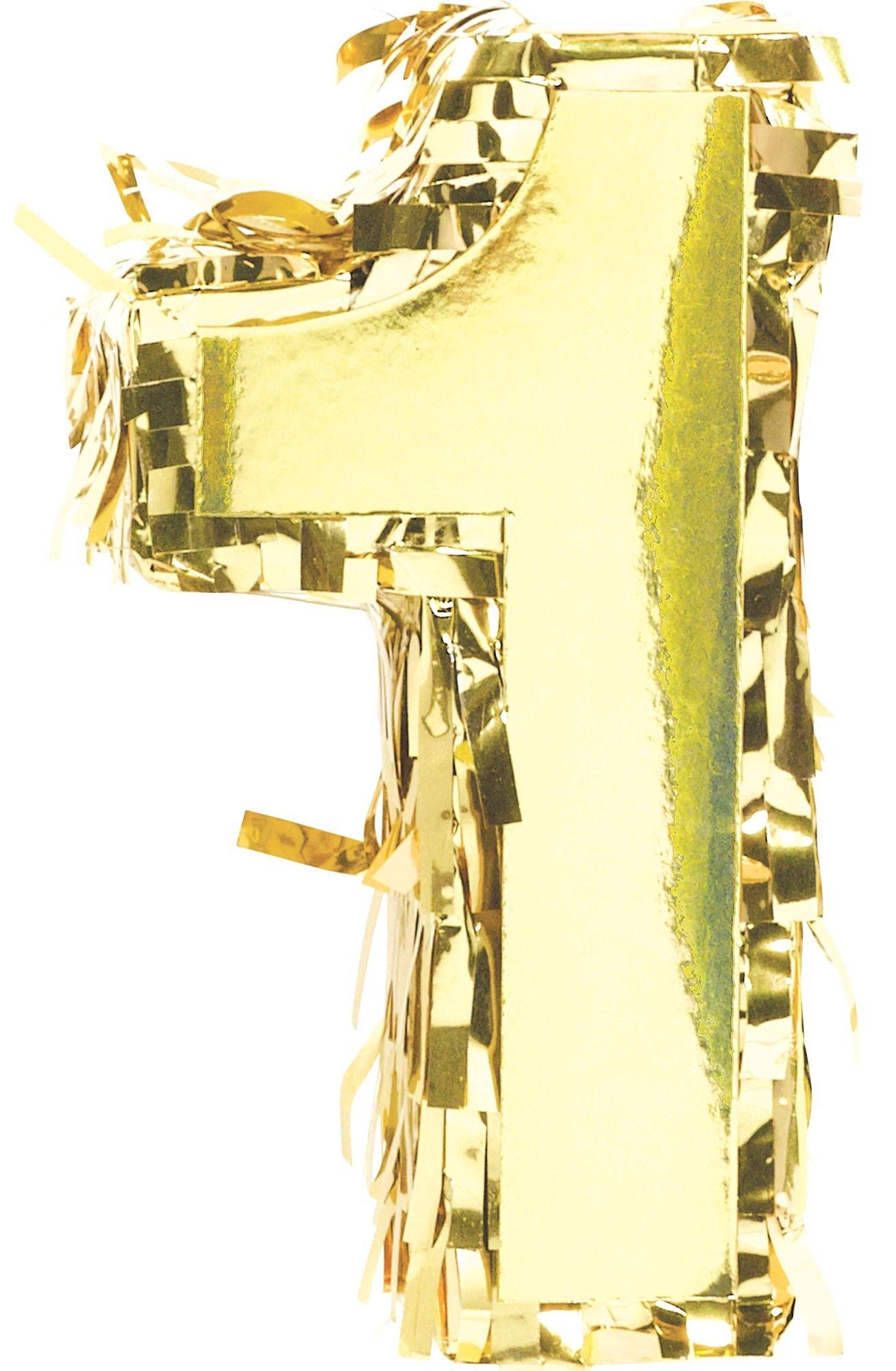 variant-Mini Metallic Gold Number 1 Pinata Decoration-779604