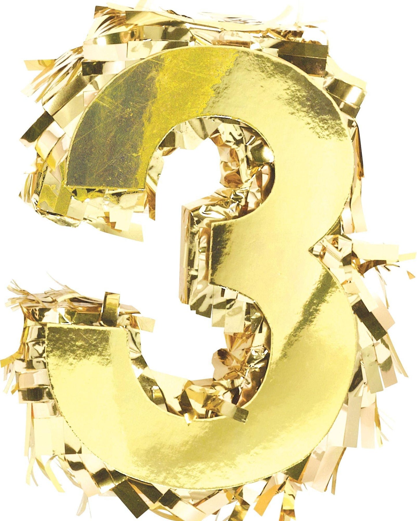 variant-Mini Metallic Gold Number 3 Pinata Decoration-779606