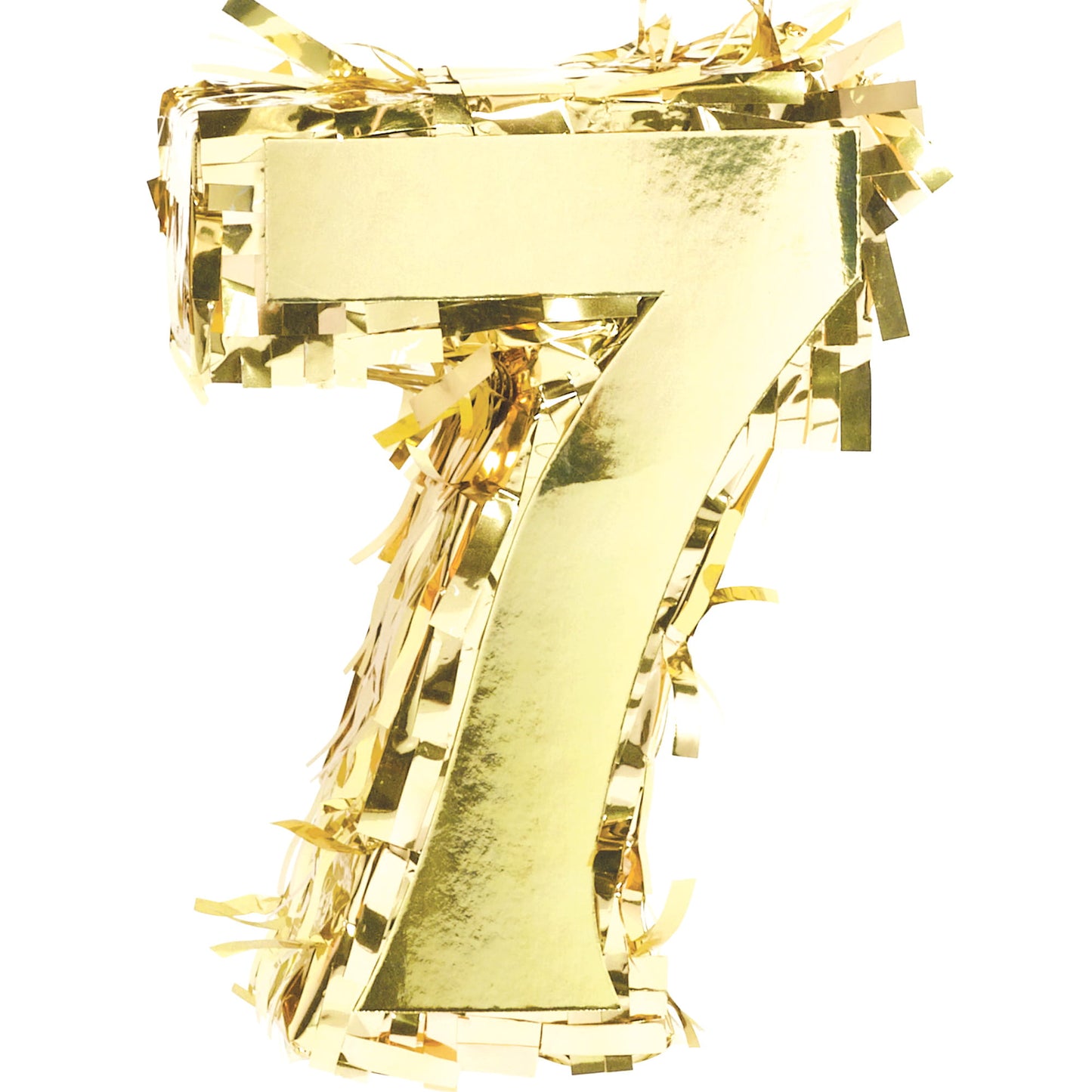 Gold number 7 foil balloon on a white background