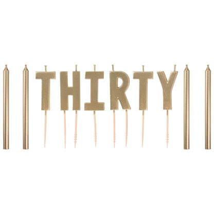 Metallic Golden Age Birthday Candles, 10pc, Ages