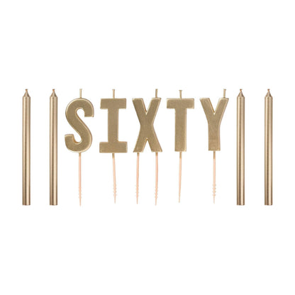 Metallic Golden Age Birthday Candles, 10pc, Ages