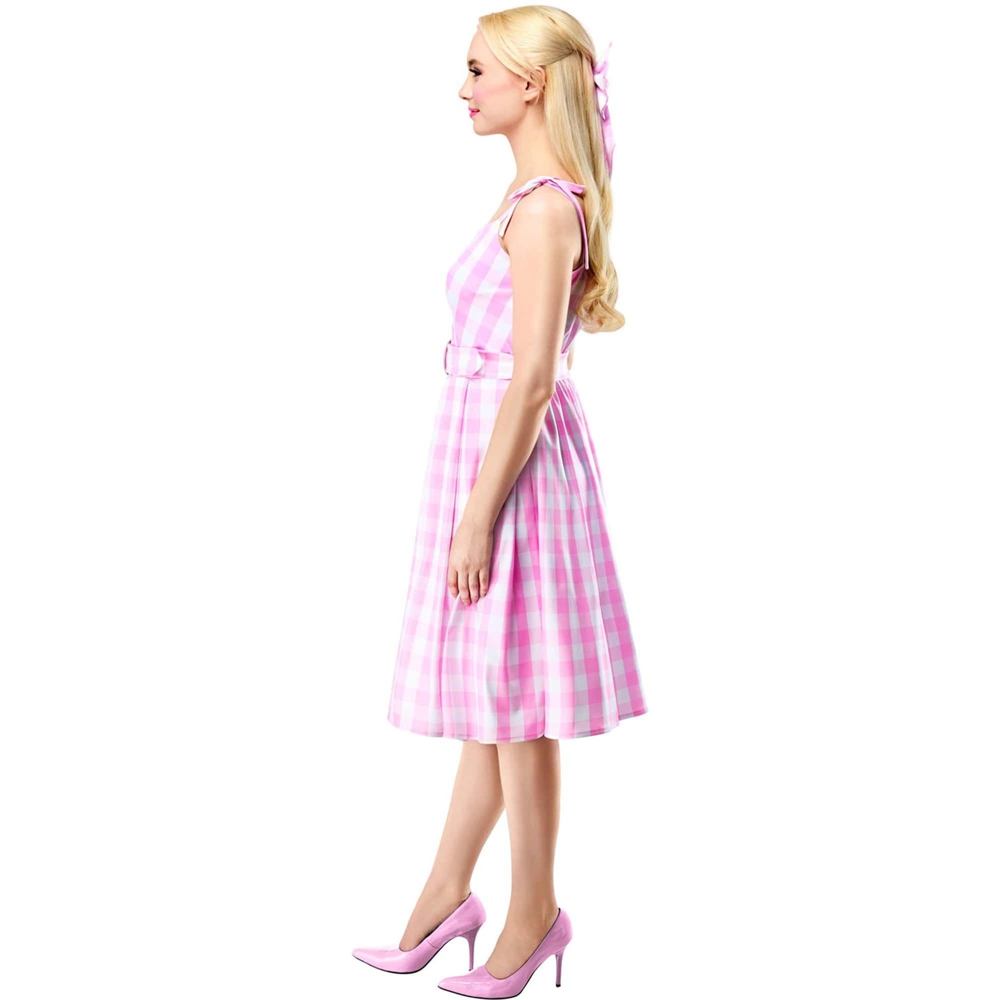 Women's Barbie Movie Perfect Day Pink Gingham Dress - Barbie Party Supplies 