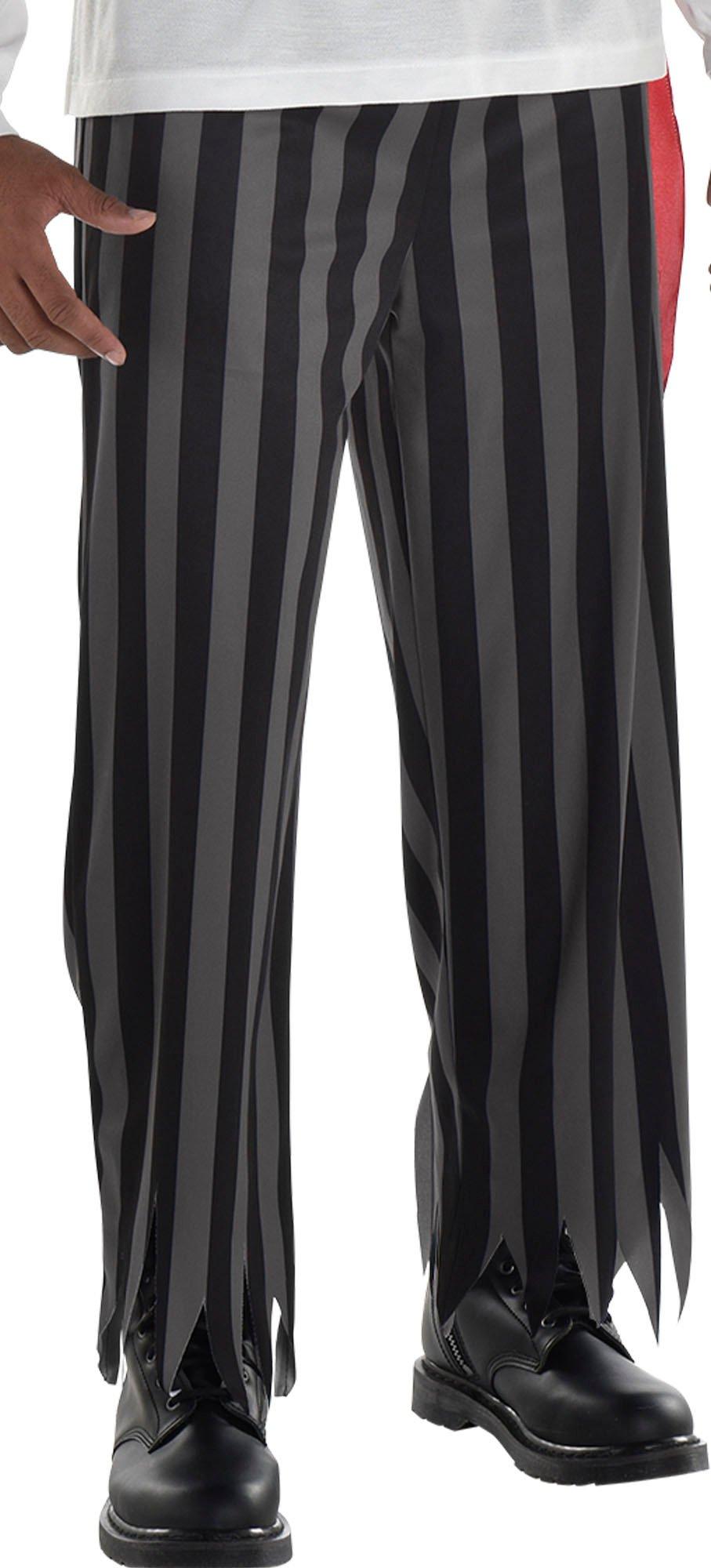 master-Adult Black & Gray Striped Pirate Pants-P942014