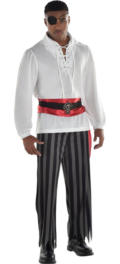 Adult Black & Gray Striped Pirate Pants